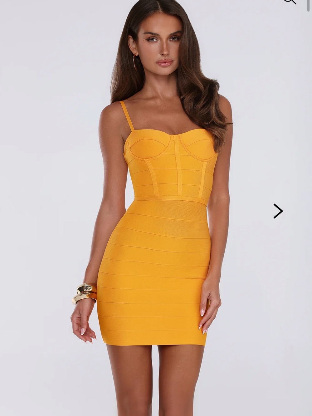 Hello Molly Iconic Edge Bandage Mini Dress Mango NWT
